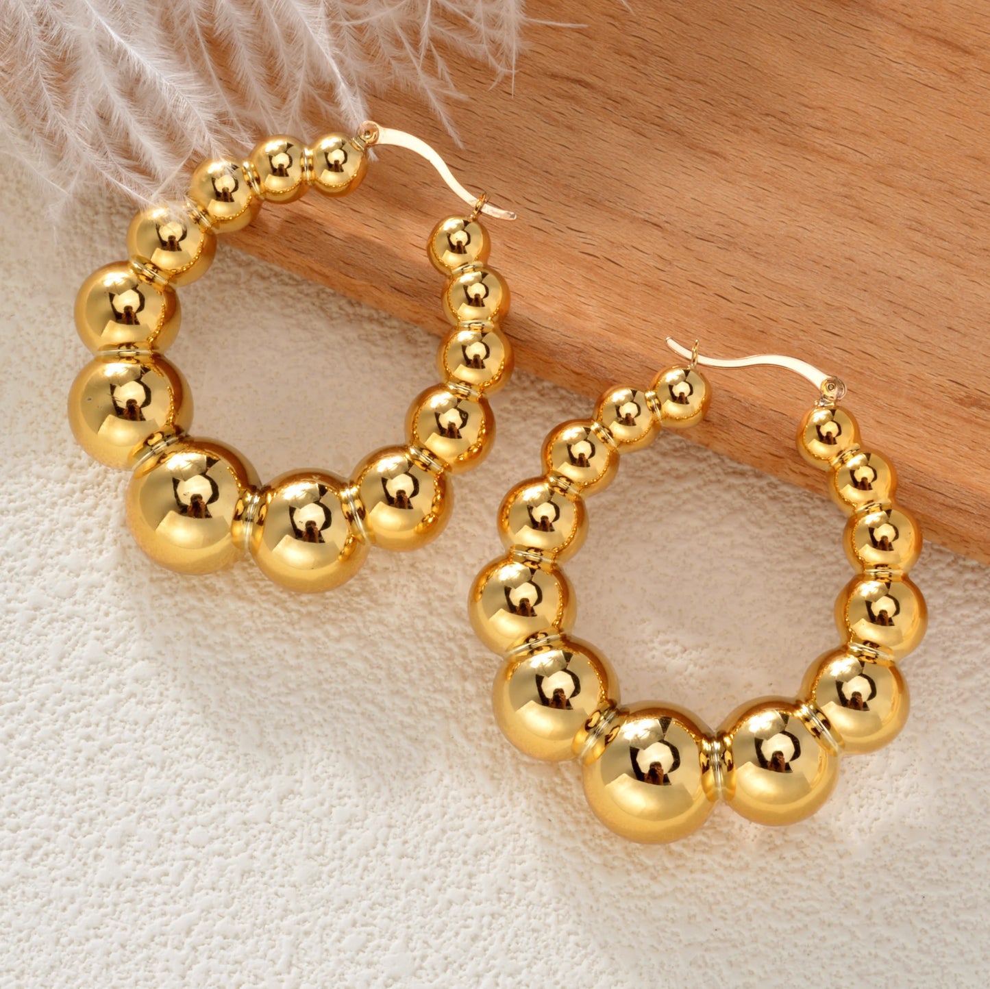 Fashion Wholesale Exaggerated 18k Gold Plated Statement Big Hoop Drop Earrings