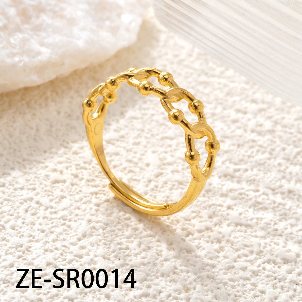 Non Tarnish Waterproof 18k Gold Plated Stainless Steel Snake Adjustable Jewelry open Ring