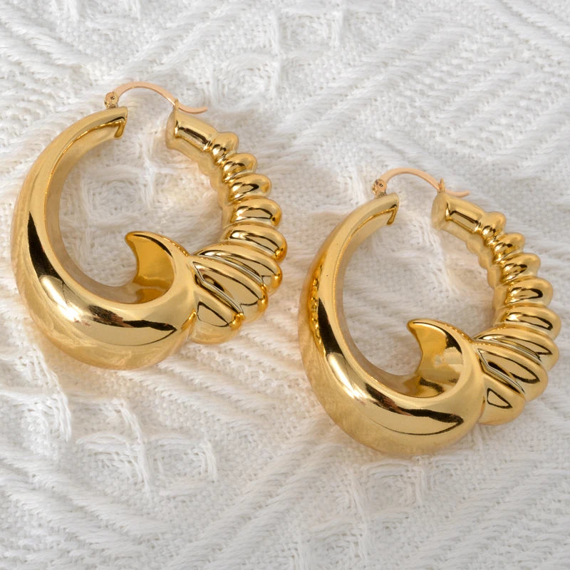 Fashion Wholesale Exaggerated 18k Gold Plated Statement Big Hoop Drop Earrings