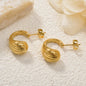 New Arrival Fashion Luxury Custom 18k Gold Plated Stainless Steel CC Earrings Women