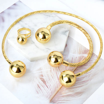 Nigeria Jewelry Sets For Women Necklace Earrings Ring Bracelet Geometric Engagement Gift 3 piece character jewelry set