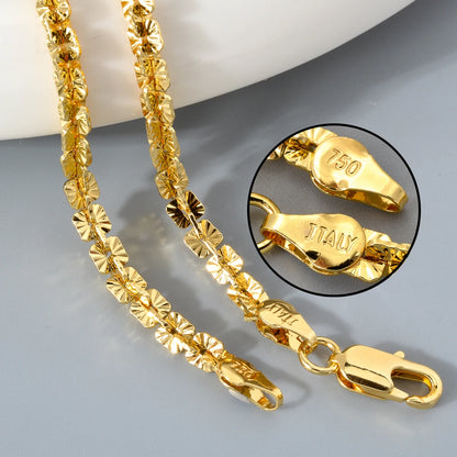 Fashion luxury Italy 750 18k gold plated Copper Link Chain Necklace For Women