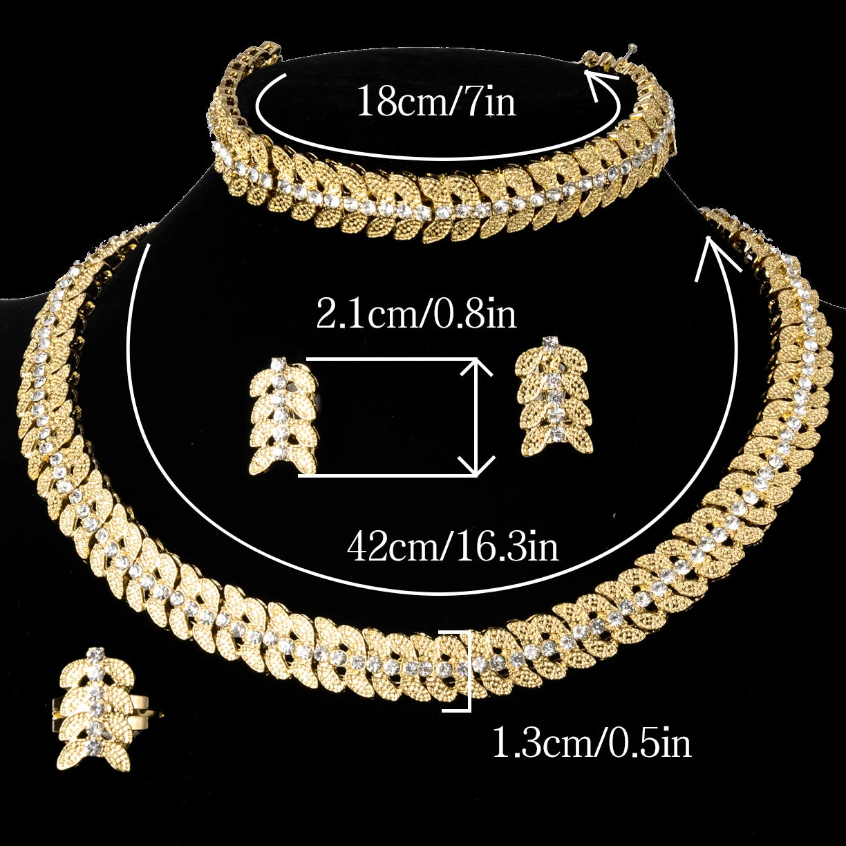 New Arrival Bridal Jewelry Sets For Women Necklace Earrings Ring Bracelet Cubic Zirconia Geometric Engagement Gift