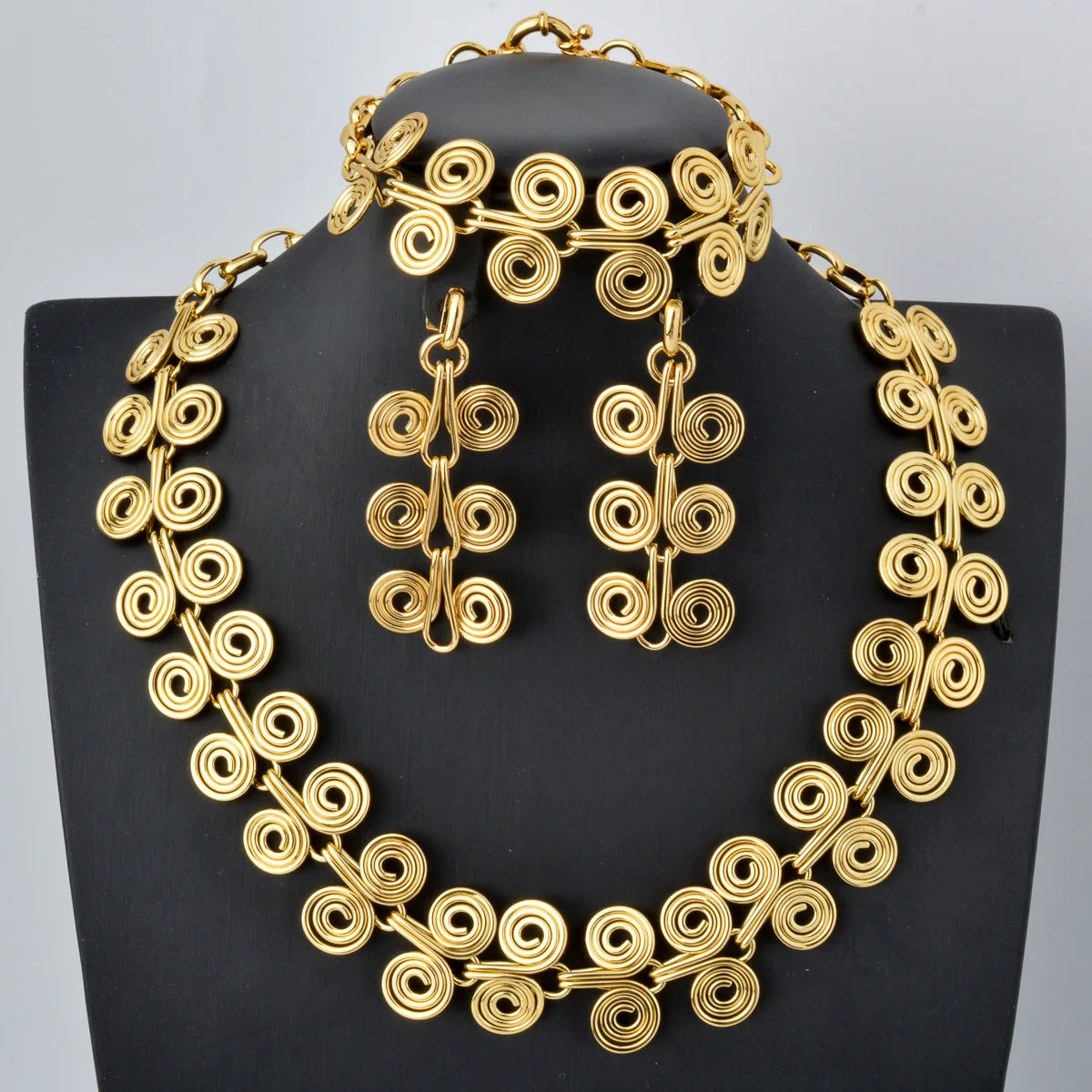 Custom Wholesale Jewellery Fashion Dubai Gold Plated Luxury Bridal Wedding Jewelry Sets Women