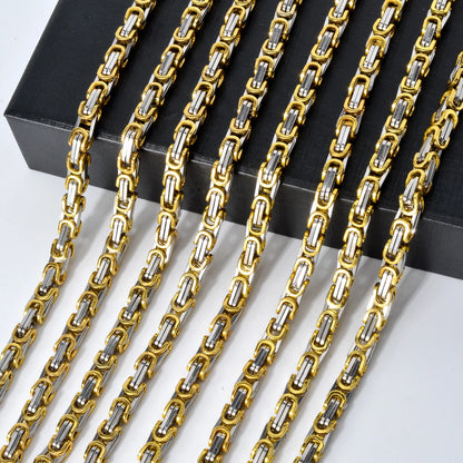 Zeadear High Quality Stainless Steel 18k Gold Plated Byzantium Chain for Man Women Necklace