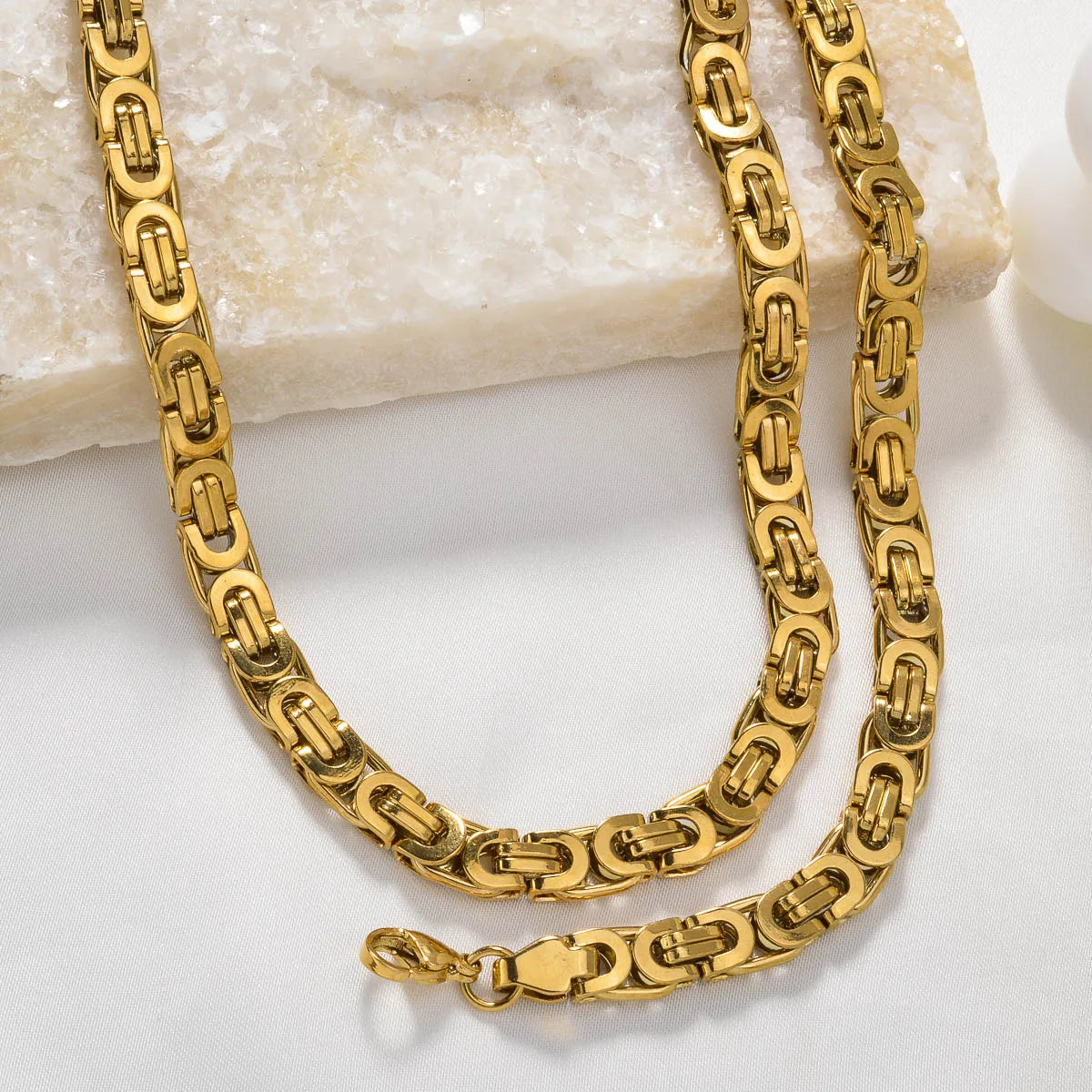 Custom Luxury 18k Gold Plated Copper  link chain Necklace and Bracelet Jewelry Sets Women