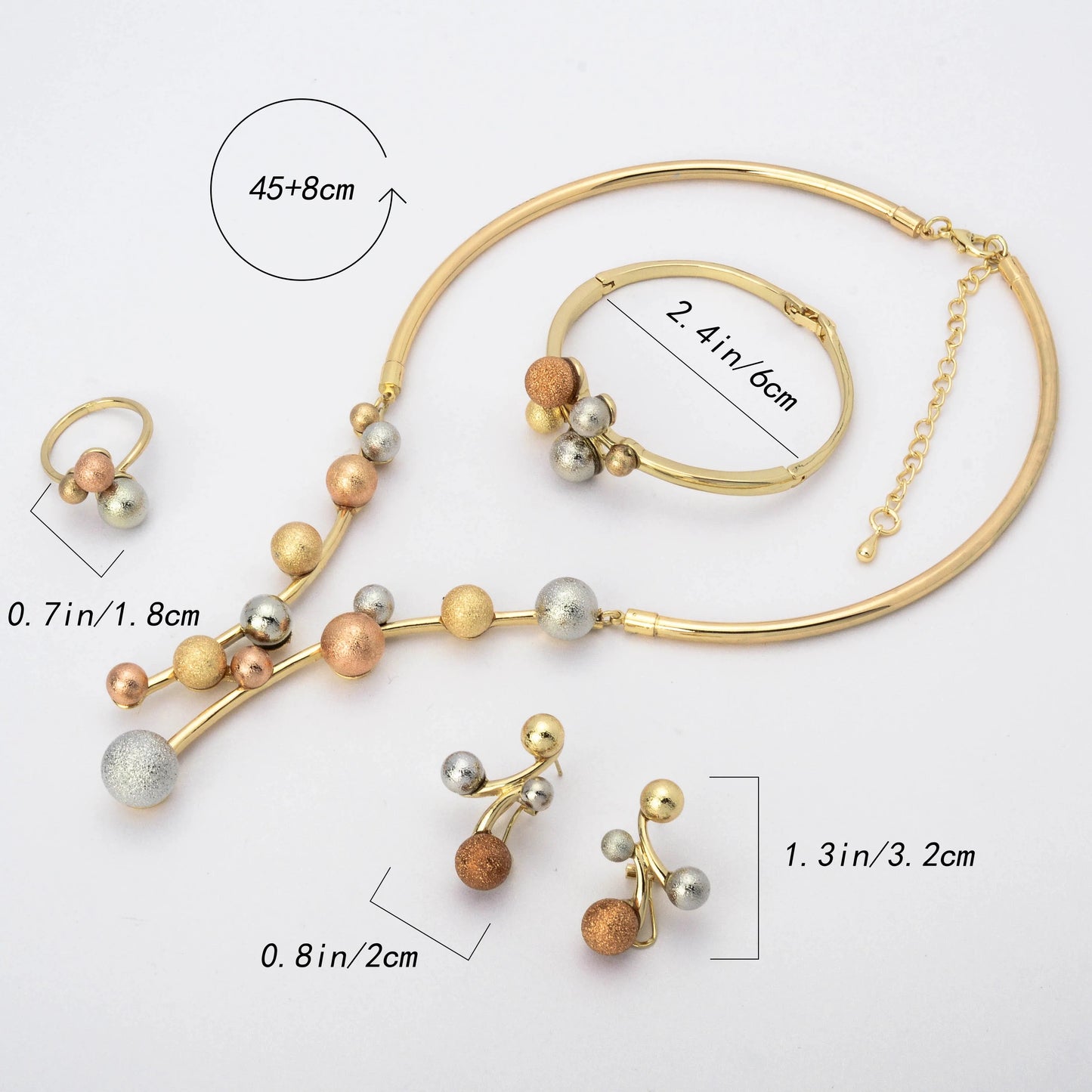 4 Piece Womens Full 14K Gold Plated Pictures Necklace And Earrings Jewelry Set Luxury Jewelry Set In Dubai Gold