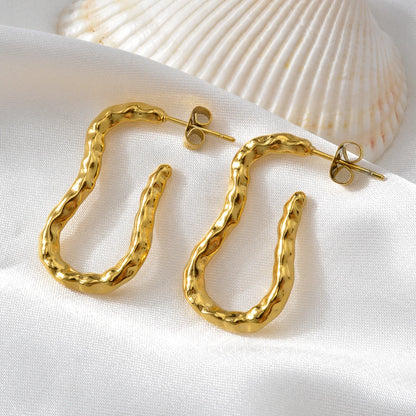 Fashion Stainless Steel Earrings Jewelry 18K Gold Plated Huggie Chunky Drop Earrings For Women