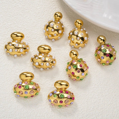 Luxury fashion jewelry Wholesale bulk 18k gold plated stainless steel pearl zircon chunky drop earrings women