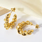 Hypoallergenic Jewelry Earrings OEM Tarnish Free Stainless Steel 18k Gold Plated Thick Cc Stud Earrings Hoop Earrings For Women