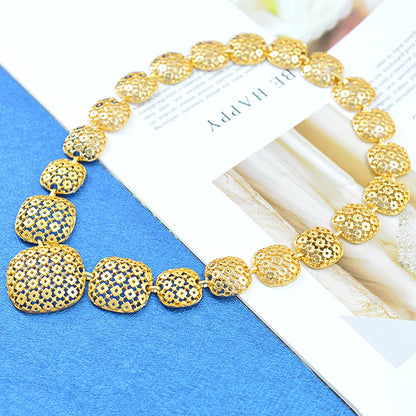 Dubaii bridal jewelry set round 14k gold plated jewelry sets for women Wedding Party Engagement Anniversary