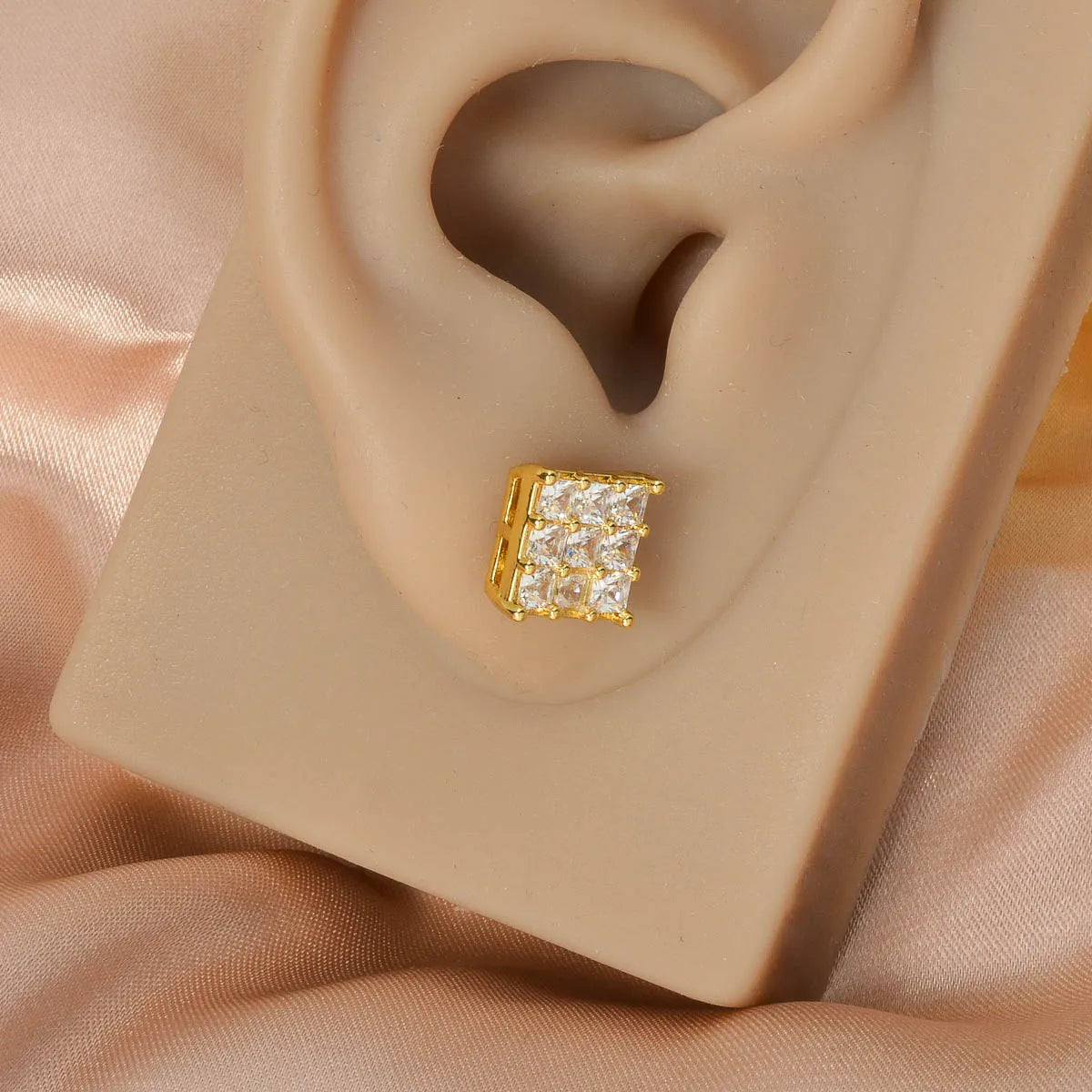 Wholesale Multi Styles  Cube Stud Hypoallergenic 18K Gold Plated Princess cut zircon Earrings for Women