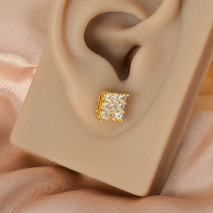 Wholesale Multi Styles  Cube Stud Hypoallergenic 18K Gold Plated Princess cut zircon Earrings for Women