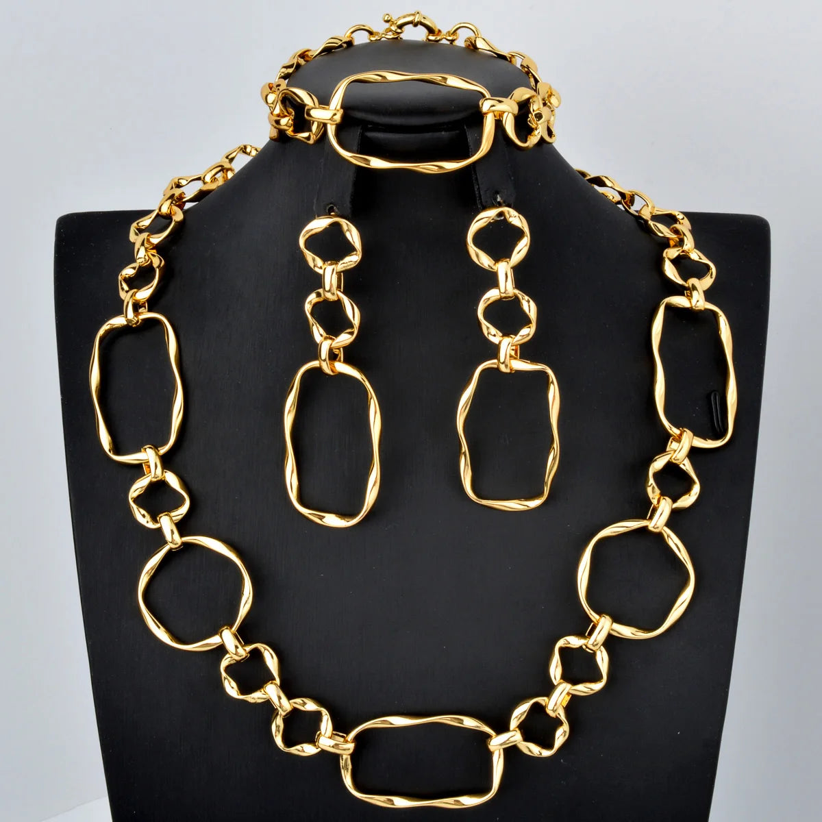 Custom Wholesale Jewellery Fashion Dubai Gold Plated Luxury Bridal Wedding Jewelry Sets Women