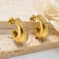 New Arrival Fashion Custom Waterproof 18k Gold Plated Stainless Steel Zircon Pearl Flower Water Drop Earrings Women