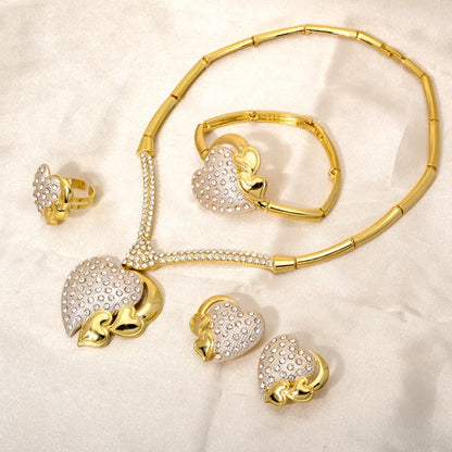 Bridal Jewelry Set Fashion 2021 Jewellery Dubai Women Bracelets Heavy Sets Gold Brass Opp Bag CLASSIC Flower Zircon Copper GDTC