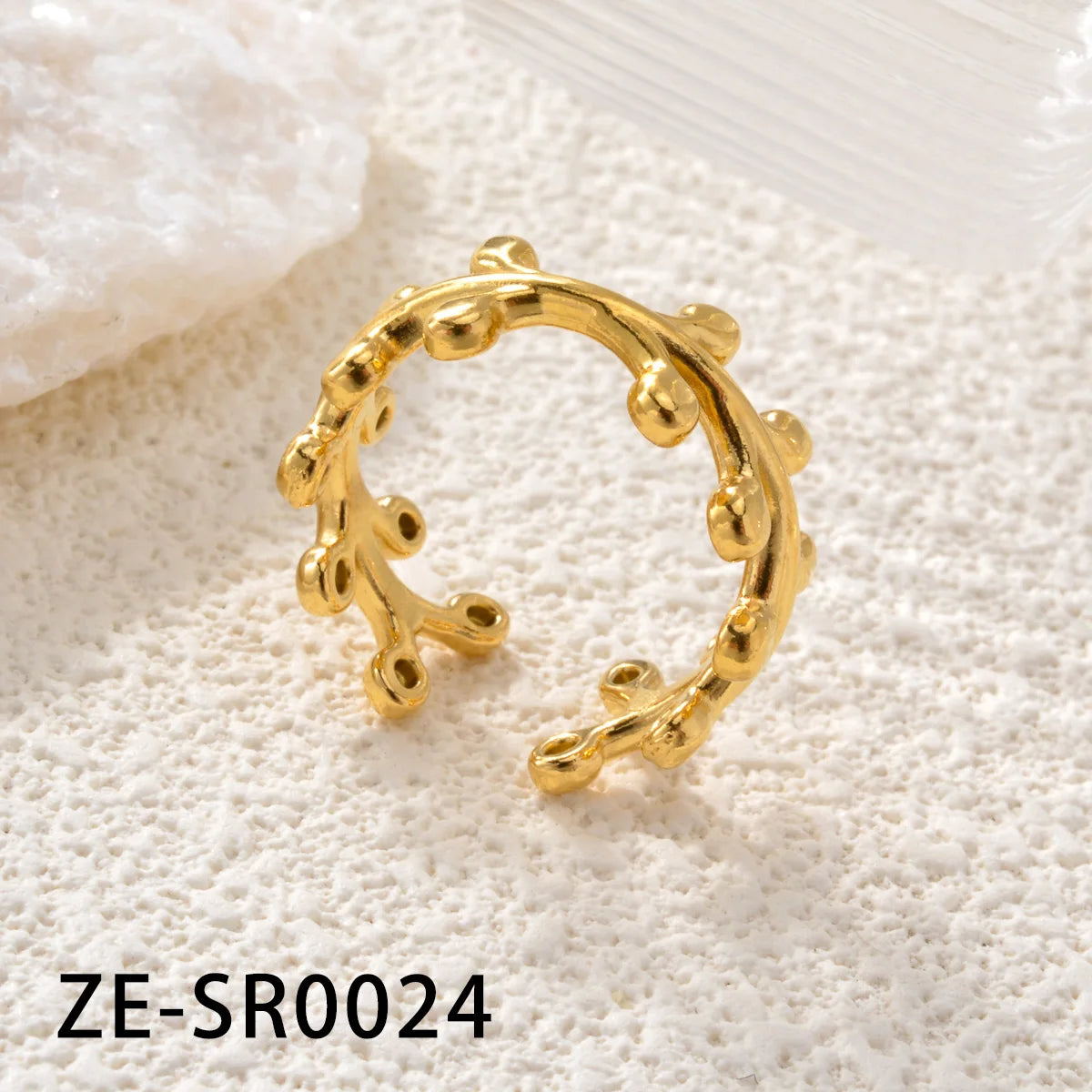 Non Tarnish Waterproof 18k Gold Plated Stainless Steel Snake Adjustable Jewelry open Ring
