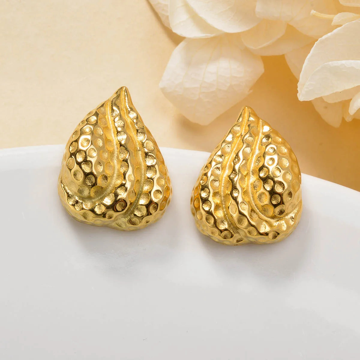 Luxury custom Fashion jewelry Wholesale bulk 18k gold plated stainless steel Flower chunky stud drop earrings women