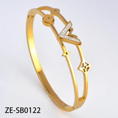 Wholesale Fashion Four Leaf Clover Butterfly Tree Of Life Stainless steel 18k Gold Plated Bracelet Femme