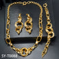 Custom Wholesale Jewellery Fashion Dubai Gold Plated Luxury Bridal Wedding Earring Bracelet Necklace Jewelry Sets Women