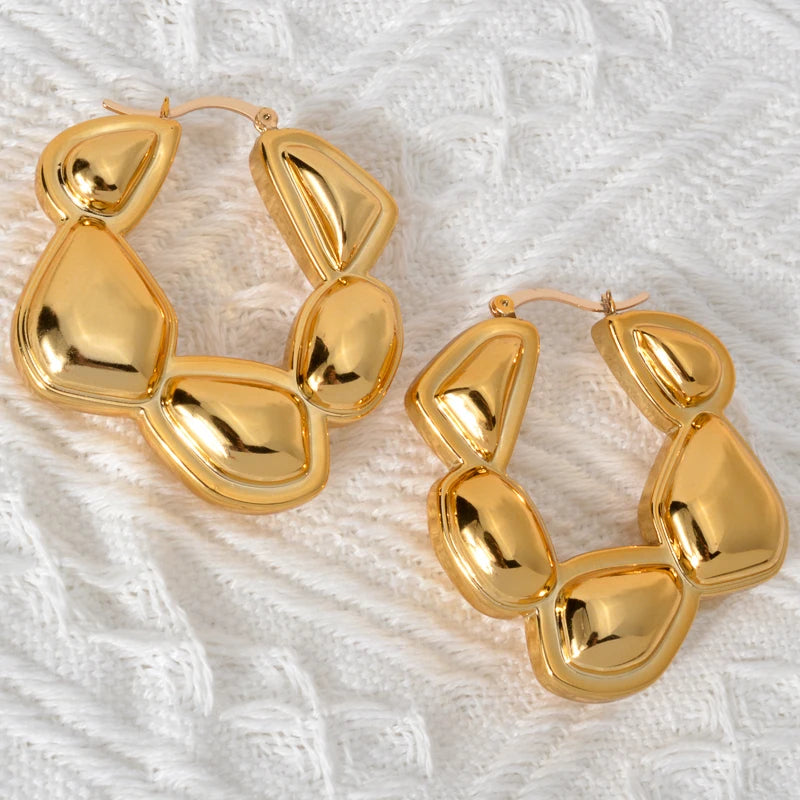 Fashion Wholesale Exaggerated 18k Gold Plated Statement Big Hoop Drop Earrings