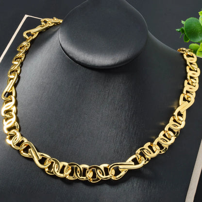 Fashion Copper Italy 750 14k gold plated Chain Necklace infinite Link Chain Necklace For Women