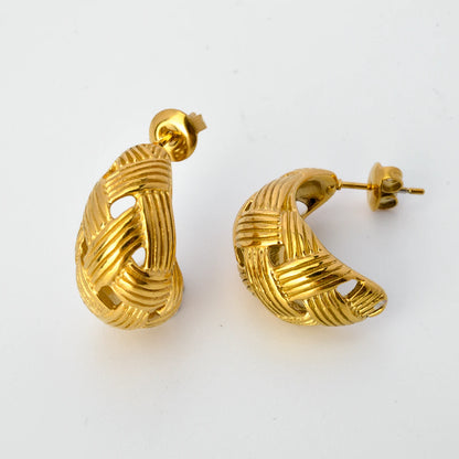 Hypoallergenic Jewelry Earrings OEM Tarnish Free Stainless Steel 18k Gold Plated Thick Cc Stud Earrings Hoop Earrings For Women