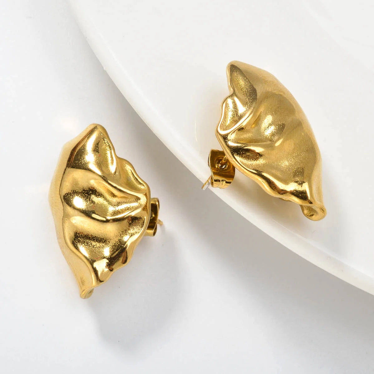 Luxury custom Fashion jewelry Wholesale bulk 18k gold plated stainless steel Flower chunky stud drop earrings women