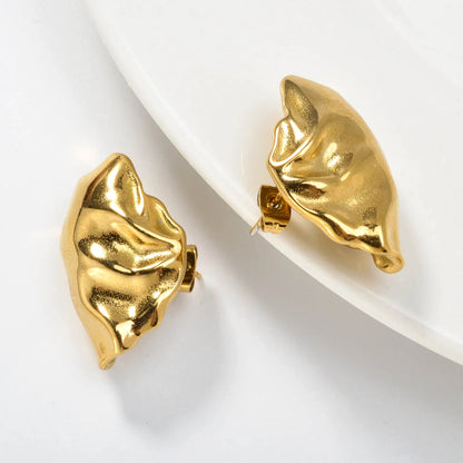 Luxury custom Fashion jewelry Wholesale bulk 18k gold plated stainless steel Flower chunky stud drop earrings women