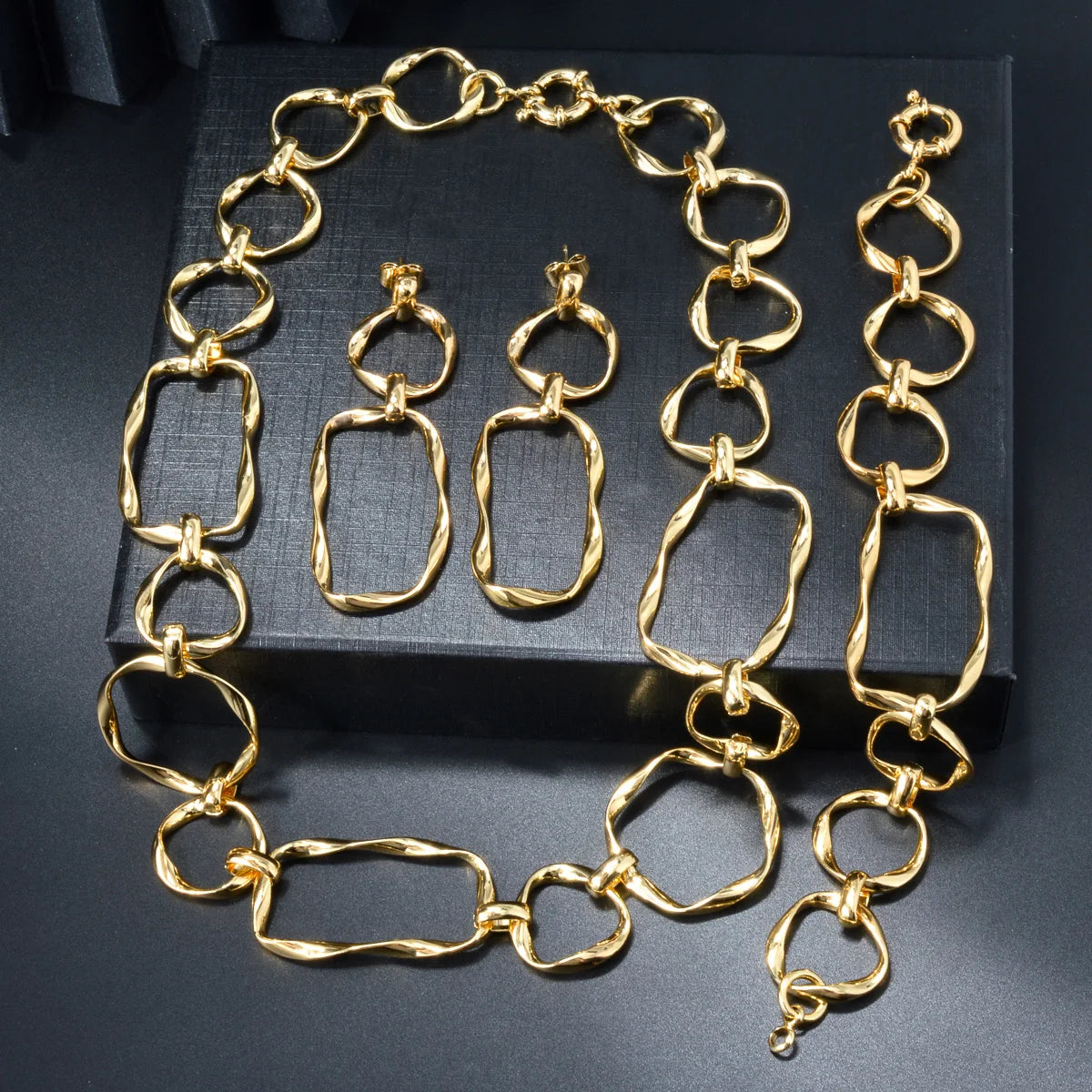 Custom Wholesale Jewellery Fashion Dubai Gold Plated Luxury Bridal Wedding Jewelry Sets Women