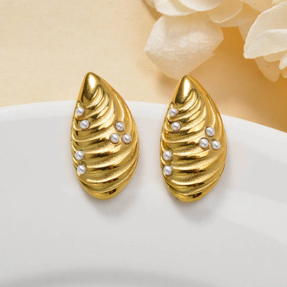 Luxury custom Fashion jewelry Wholesale bulk 18k gold plated stainless steel Flower chunky stud drop earrings women