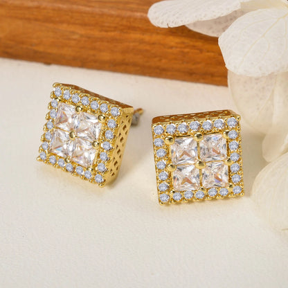 Fashion Cubic Zirconia Stud Earrings For Women For Wedding Engagement Anniversary Party Jewelry Valentine's Day Gift