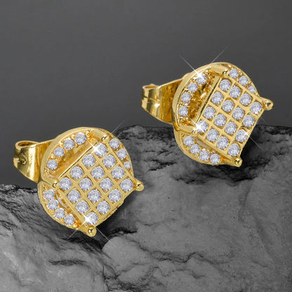 Wholesale Multi Styles Rhinestone Cube Stud Hypoallergenic 18K Gold Plated zircon Earrings for Women