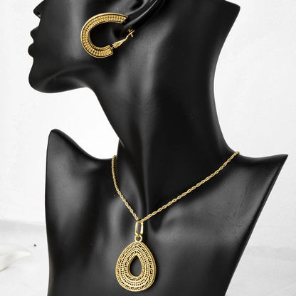 Dubai Popular jewelry high quality copper Women wedding party bride gold jewelry set