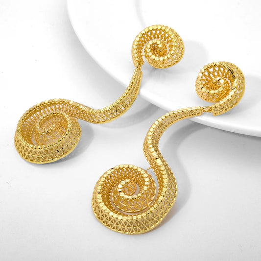 Dubai gold plated jewelry, various styles simple cheap gold earring designs for women
