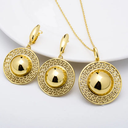 Fashion jewelry high quality copper wedding bride 18k gold plated dubai gold jewelry set for women
