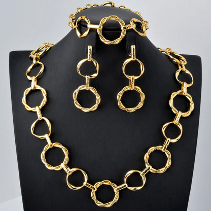 Custom Wholesale Jewellery Fashion Dubai Gold Plated Luxury Bridal Wedding Jewelry Sets Women