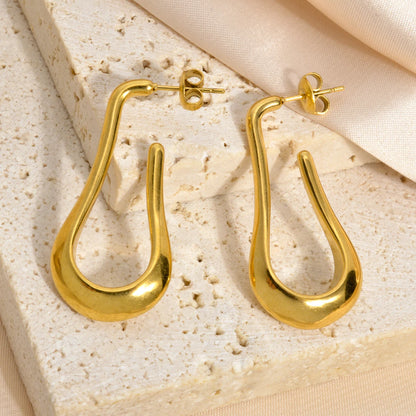 Hypoallergenic 18k Gold Plated Stainless Steel Irregular Water Drop Earrings Women