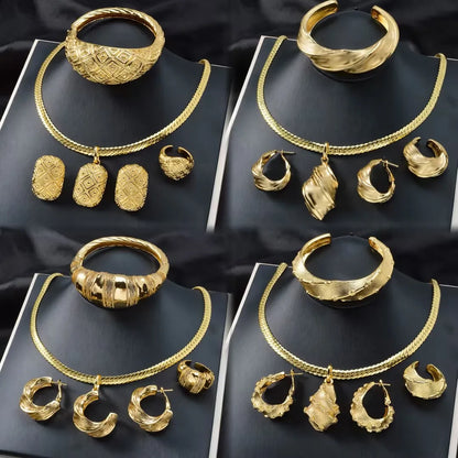 zeadear jewelry dubai 14k gold plated copper earring bracelet ring necklace jewelry sets