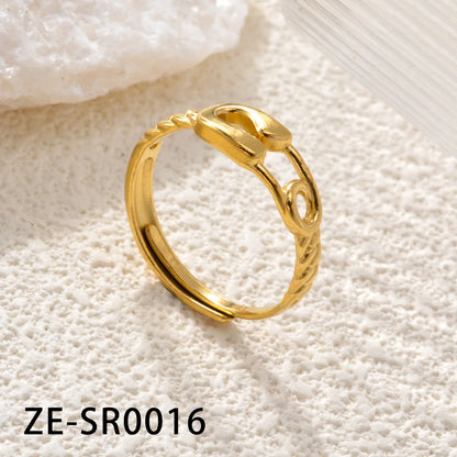 Non Tarnish Waterproof 18k Gold Plated Stainless Steel Snake Adjustable Jewelry open Ring