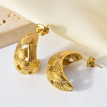 Hypoallergenic Jewelry Earrings OEM Tarnish Free Stainless Steel 18k Gold Plated Thick Cc Stud Earrings Hoop Earrings For Women