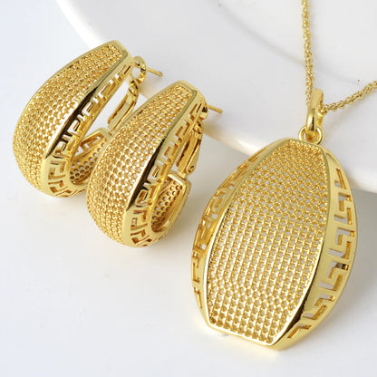 Fashion jewelry high quality copper wedding bride 18k gold plated dubai gold jewelry set for women