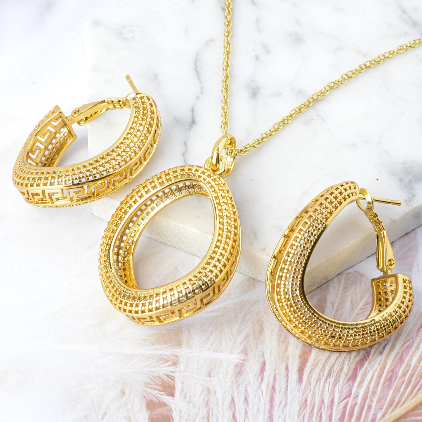 Fashion jewelry high quality copper wedding bride 18k gold plated dubai gold jewelry set for women
