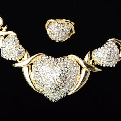 Hot Selling Brazil Gold Luxury Copper Bridal Jewelry Set Italian Necklace Bracelet Earring Ring Four Jewelry Sets