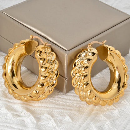 Fashion Wholesale Exaggerated 18k Gold Plated Statement Big Hoop Drop Earrings