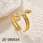 Non Tarnish Waterproof 18k Gold Plated Stainless Steel Snake Adjustable Jewelry open Ring