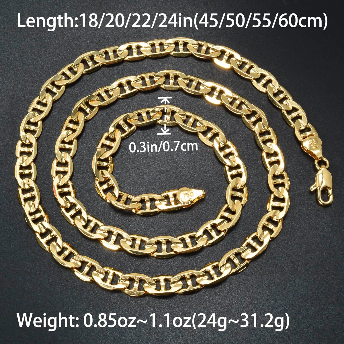 Fashion Copper Italy 750 18k gold plated Chain Necklace Link Chain Necklace For Women