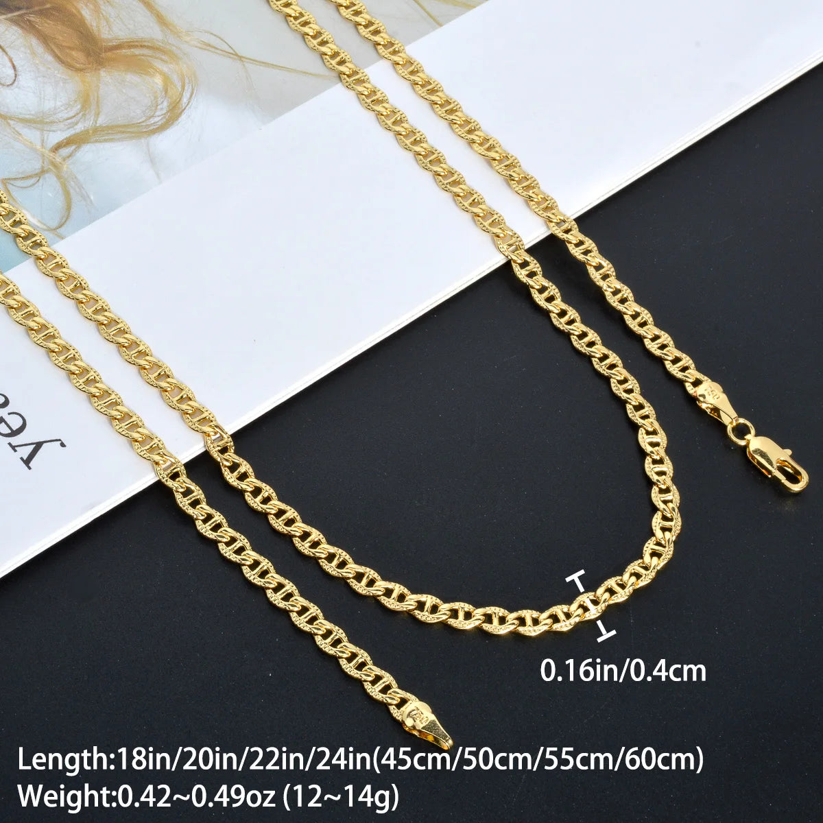 Fashion Copper Italy 750 18k gold plated Egg Shaped Pig Nose Chain Necklace Coffee Bean Link Chain Necklace For Women