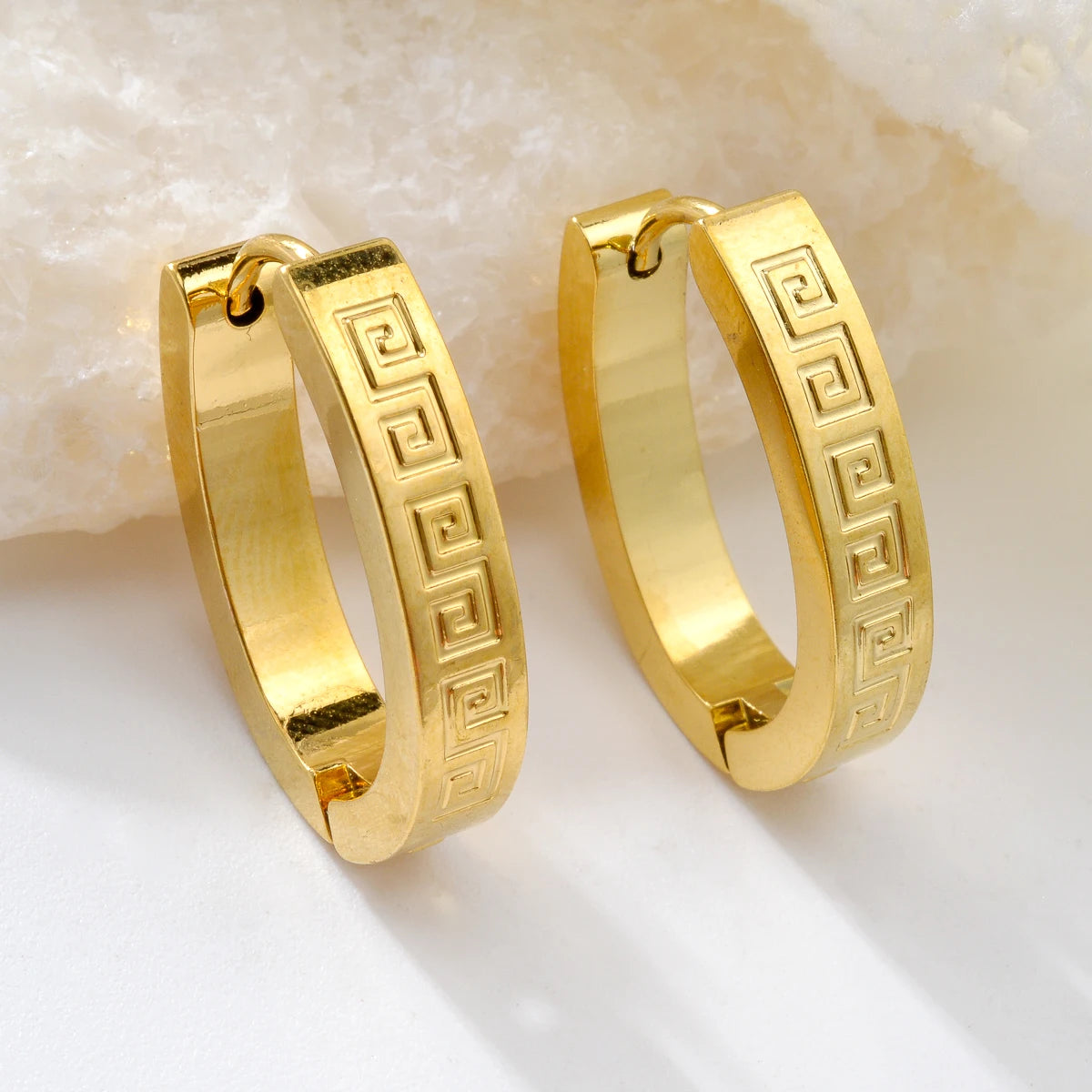 Fashion 18K Gold Plated Stainless Steel Hoop Earrings Jewelry For Women