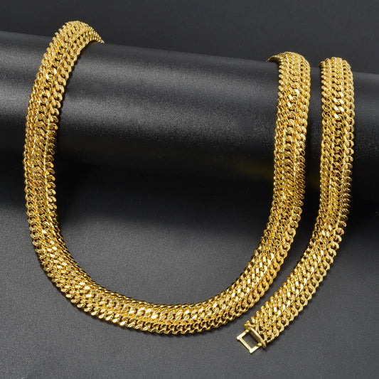 Dubai gold jewelry set gold plated necklace and bracelet set